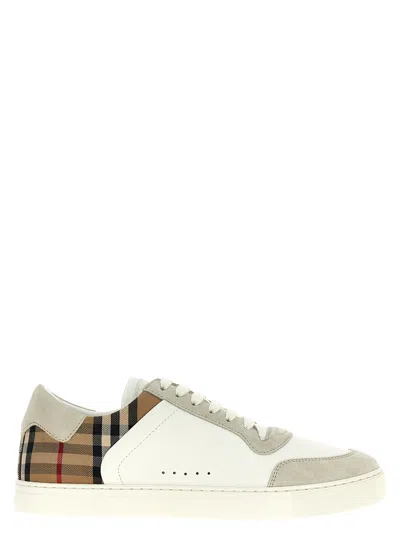 Burberry Check Motif Leather Sneakers In Animal Print