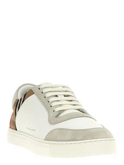 Burberry Check Motif Leather Sneakers In Animal Print