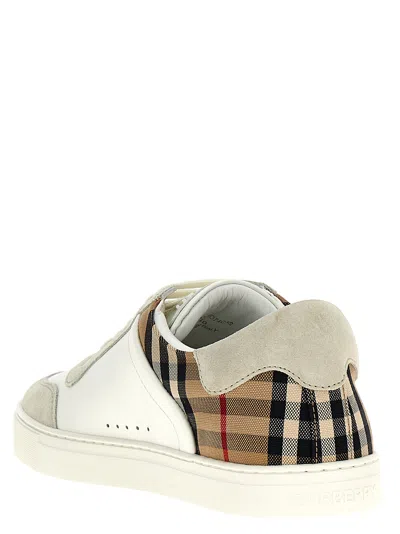 Burberry Check Motif Leather Sneakers In Animal Print
