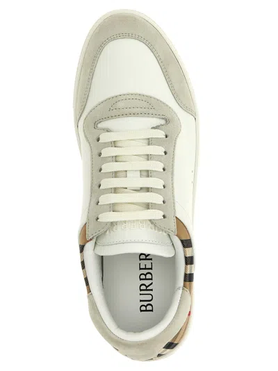 Burberry Check Motif Leather Sneakers In Animal Print