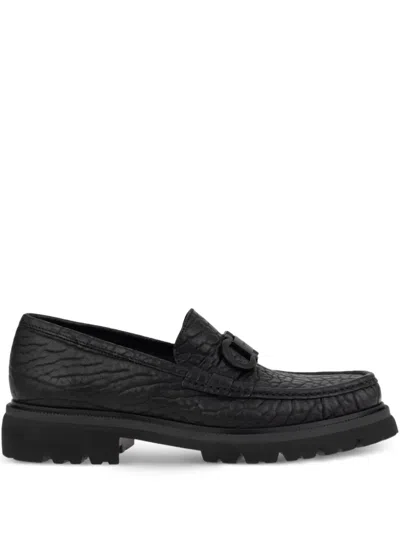 Ferragamo Moccasin With Gancini Ornament In Black