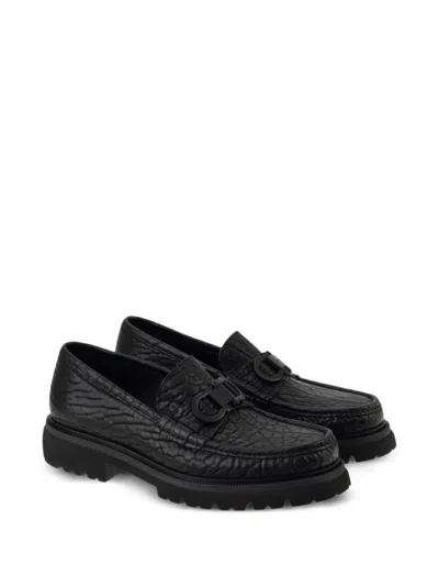 Ferragamo Moccasin With Gancini Ornament In Black