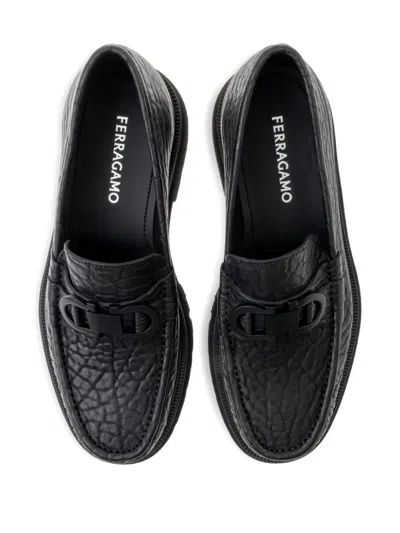 Ferragamo Moccasin With Gancini Ornament In Black