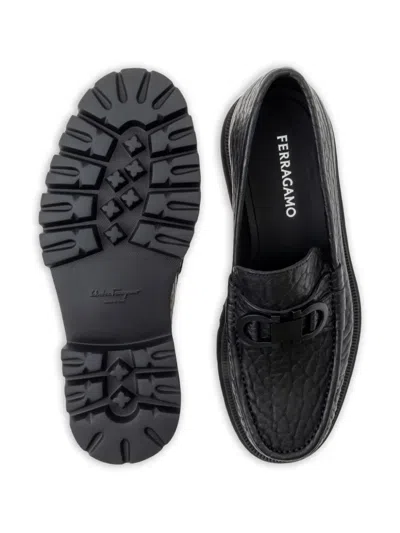 Ferragamo Moccasin With Gancini Ornament In Black