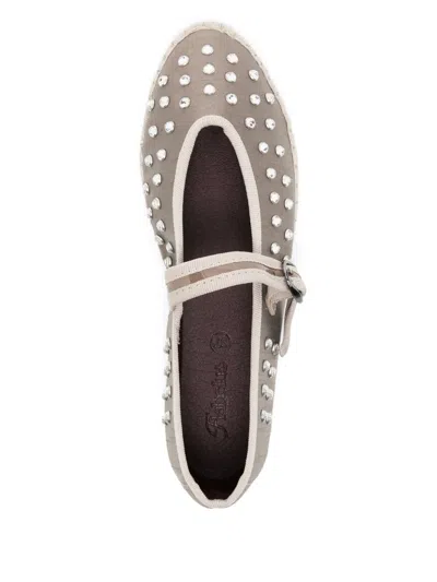 Flabelus Embellished Mae Mary Janes In Neutral