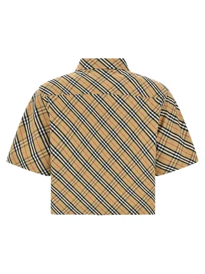 Burberry Vintage Check Cropped Shirt In Brown