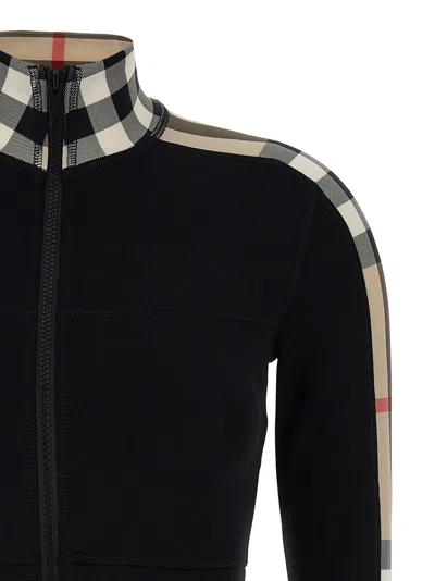 Burberry Check Print Cropped Top In Black