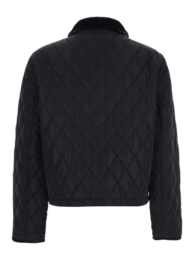 Burberry Women Nylon Jacket With Stitching In Black