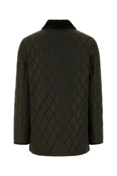 Burberry Quilted Country Jacket Corduroy Collar In Green