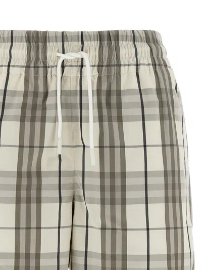 Burberry Cotton Check Drawstring Shorts In Neutral