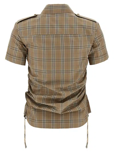 Burberry Women Embroidered Poplin Shirt In Brown