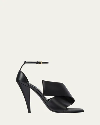 Givenchy Sliced Square Heeled Sandals In Leather In Black