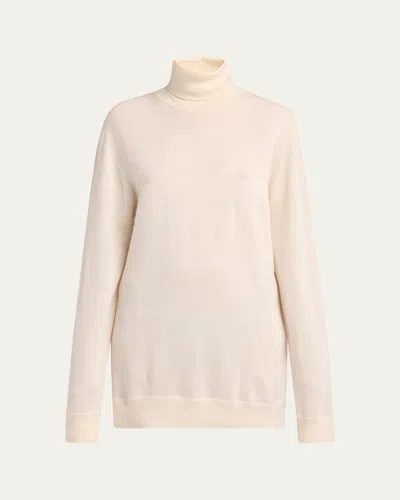 The Row Diye Silk-cotton Turtleneck Sweater In Porcelain
