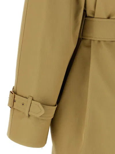 Burberry Castleford Check Collar Water Resistant Gabardine Trench Coat In Green