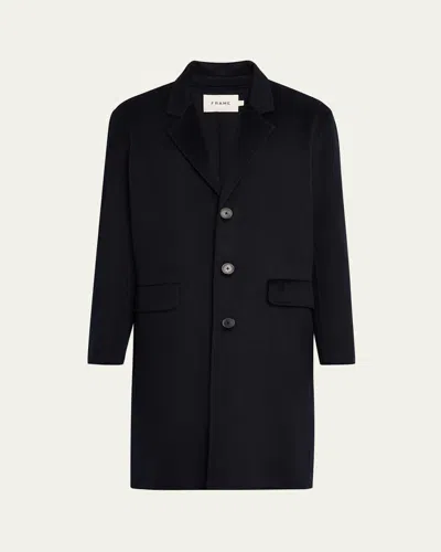 Frame Double Face Wool Overcoat Dark Navy In Blue