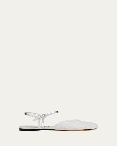 Loewe Toy Embellished Mesh Ankle-strap Ballerina Flats In Transparent