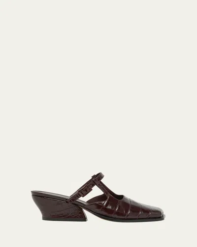 Loewe Modern Leather Onda Mules With Block Heel In Black