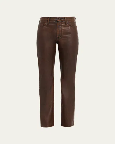 Mother Womens Just A Scratch The Insider Sneak Bootcut Faux-leather Trousers In Brown
