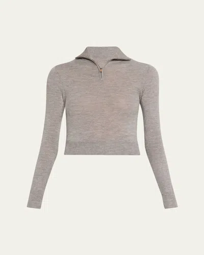 Brandon Maxwell The Paxton Half-zip Turtleneck Sweater In White