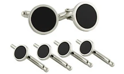 David Donahue Onyx Stud And Cufflink Set In Black