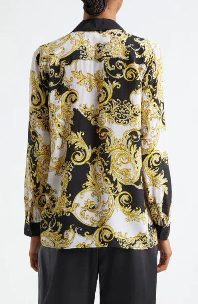 L'agence Gio Scroll Print Silk Button-up Shirt In Multi