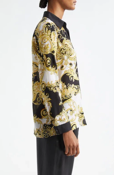 L'agence Gio Scroll Print Silk Button-up Shirt In Multi
