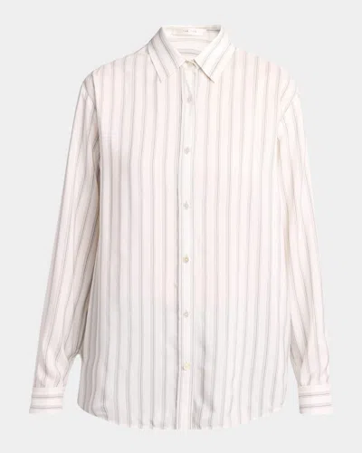 The Row Eirlys Striped Silk Button-down Shirt In Gray