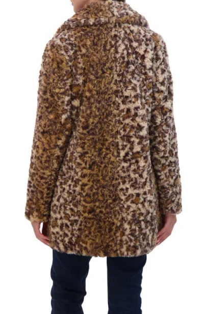 Sebby Leopard Print Crushed Faux Fur Jacket In Multi