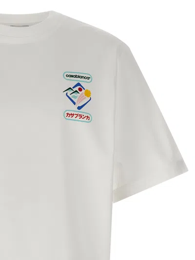 Casablanca Montagne Ondulee Crewneck T-shirt In White