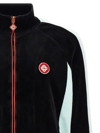 Casablanca High Collar Sweatshirt Featuring Contrast Panels In Black