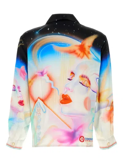 Casablanca Mens Galactic Connection Cuban-collar Graphic-pattern Silk Shirt In Multi