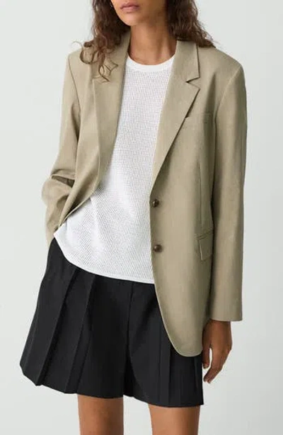 Theory Relaxed Blazer In Good Linen In Soft Taupe