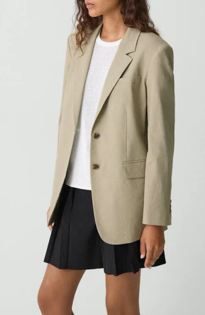 Theory Relaxed Blazer In Good Linen In Soft Taupe