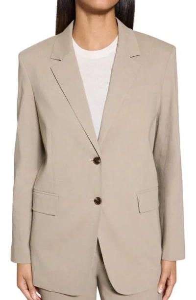 Theory Relaxed Blazer In Good Linen In Soft Taupe