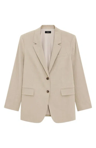 Theory Relaxed Blazer In Good Linen In Soft Taupe