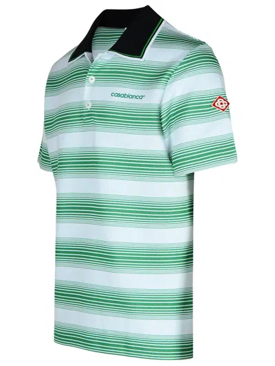 Casablanca White Cotton Blend Polo Shirt Men In Green