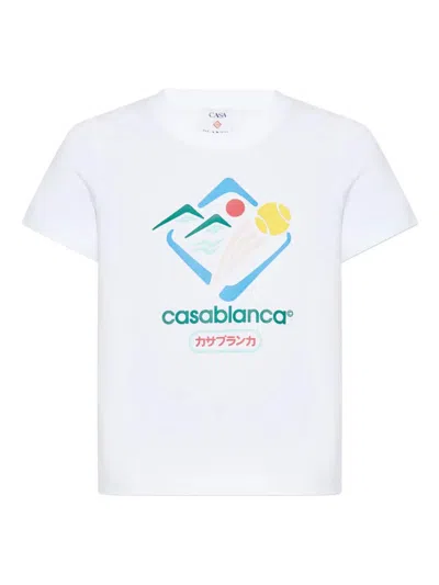 Casablanca Mountain Sports Cropped T-shirt In White