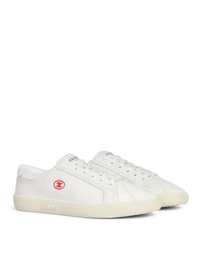 Celine Men Lou Low-top Lace-up Sneaker With Triomphe Application In Canvas And Calfskin In Animal Print