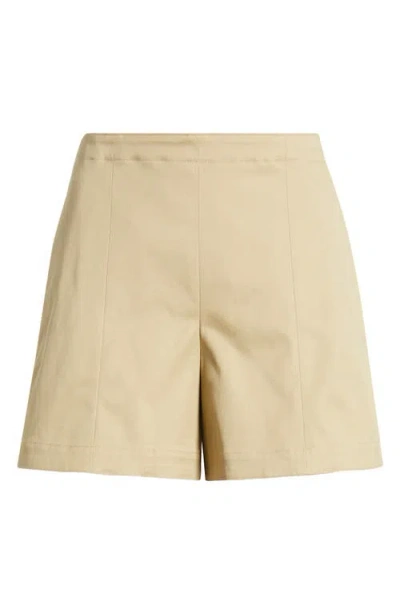 Theory High Waist Flat Front Shorts In Brown