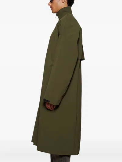 Essentials Single-breasted Trench Coat In Green