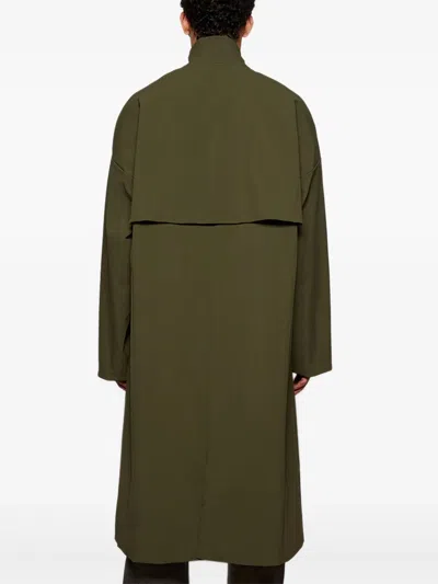 Essentials Single-breasted Trench Coat In Green