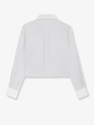 Celine Women Cropped Cotton Shirt With Striped Motif In Blue