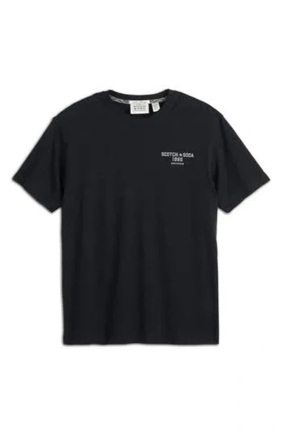 Scotch & Soda Short Sleeve Graphic T-shirt In Black