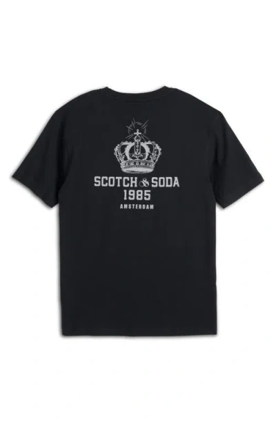 Scotch & Soda Short Sleeve Graphic T-shirt In Black