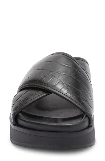 & Other Stories Rose Croc Embossed Platform Sandal In Black