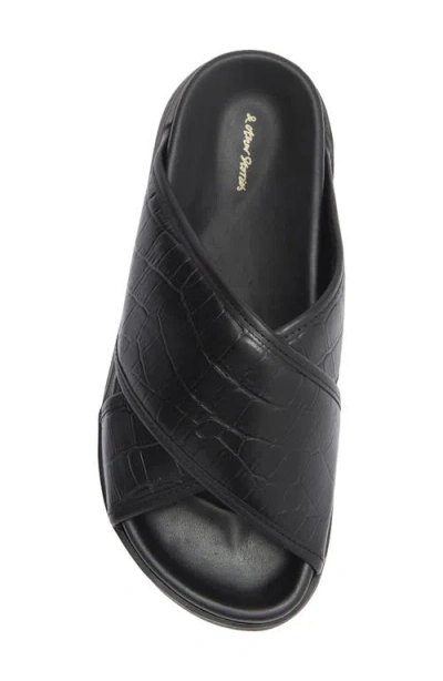 & Other Stories Rose Croc Embossed Platform Sandal In Black