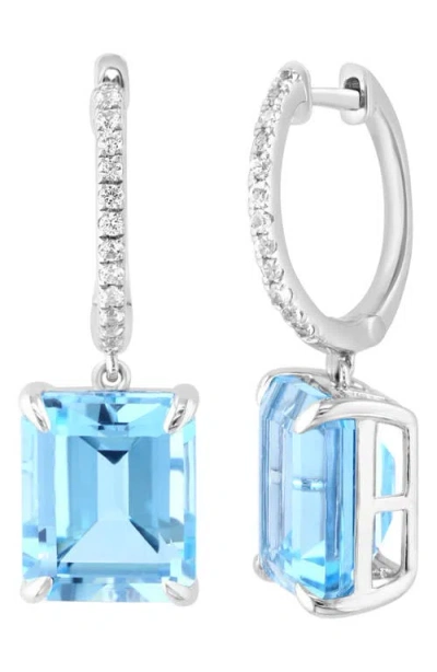 Effy Blue Topaz & White Sapphire Drop Huggie Hoop Earrings In Metallic