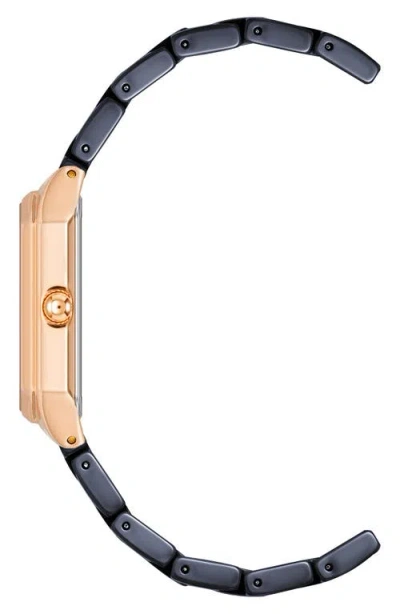 Ak Anne Klein Navy Mother Of Pearl & Diamond Dial Bracelet Watch, 24mm In Multi