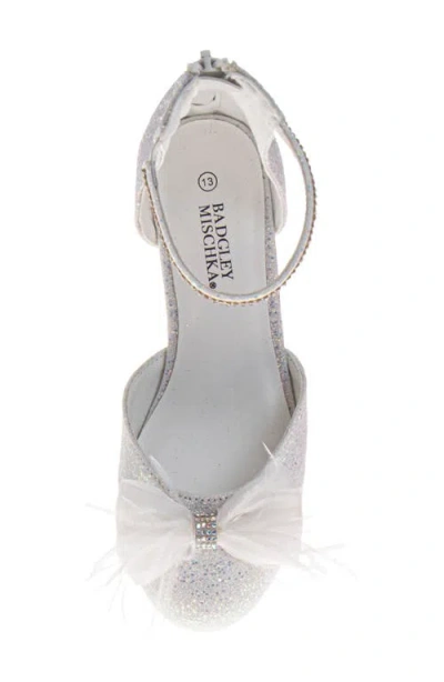 Badgley Mischka Kids' Mesh Bow Glitter Block Heel Sandal In Animal Print