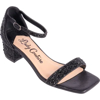 Lady Couture Dazzle Crystal Embellished Block Heel Sandal In Black